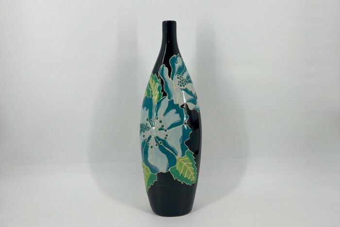 Black Flowered Vase