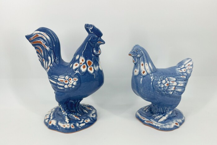Pair of Blue Rooster and Hen - Image 3