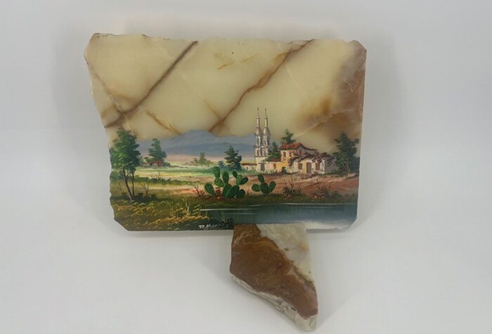 Original Chapel Painting on Marble with Stand