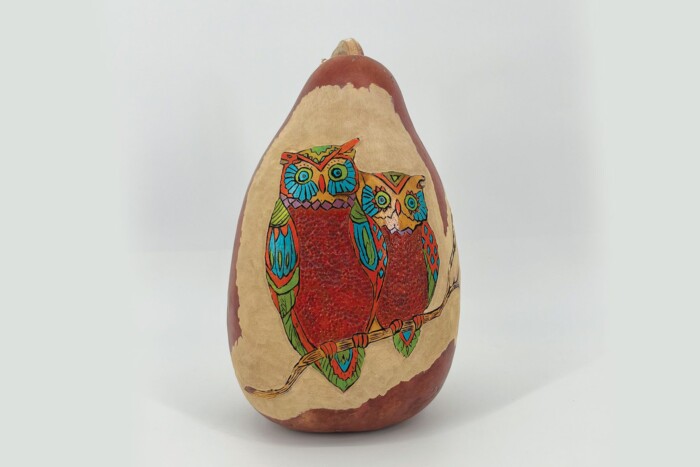 Hand Painted Owl Gourd
