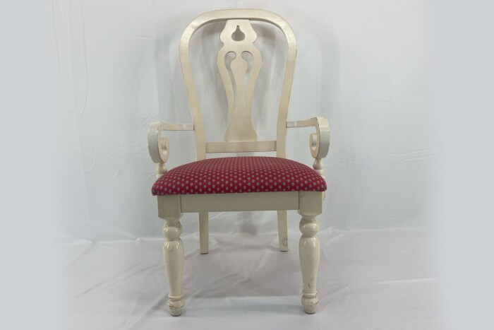 White Chair With Red Seat - Image 2