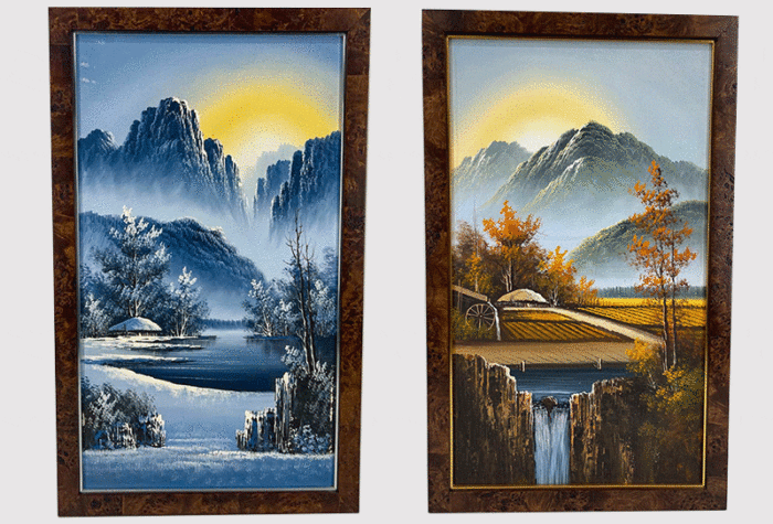 Asian Mountain Scene Oils