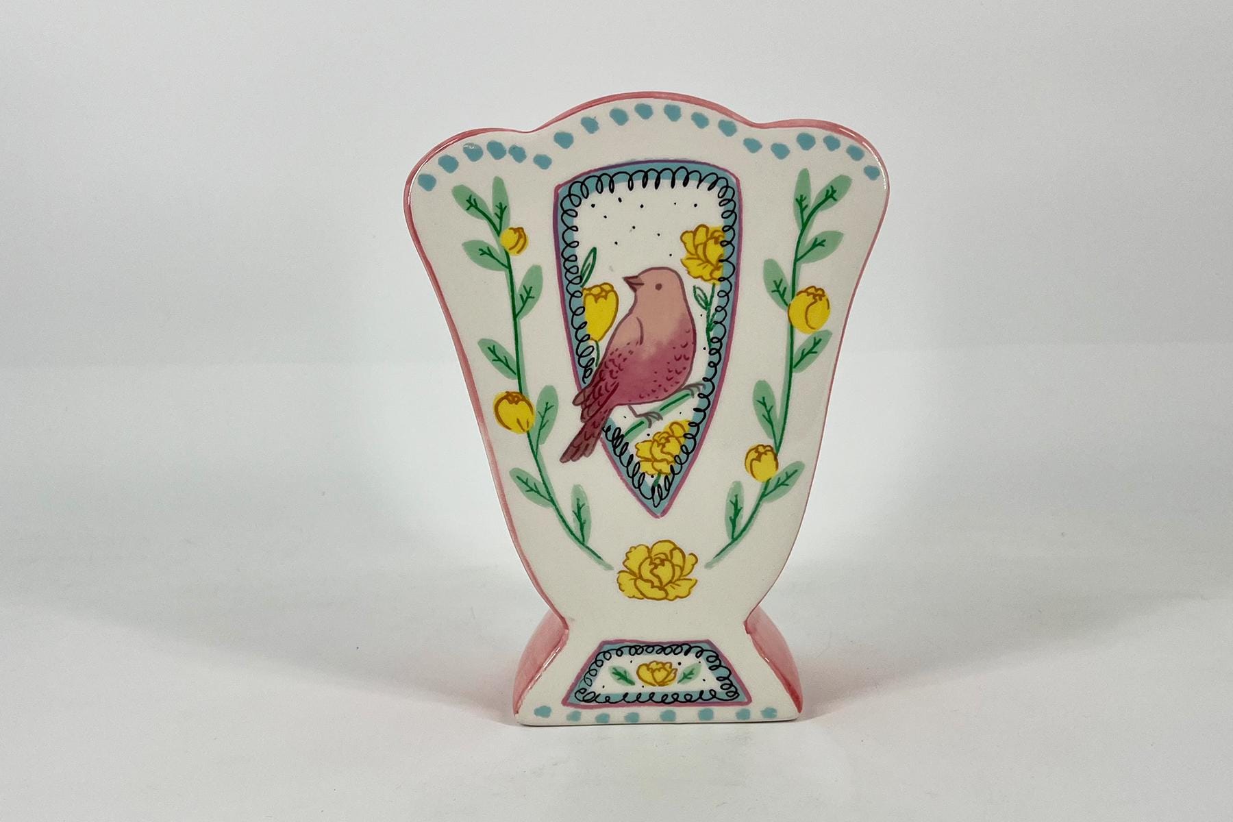 Colorful Bird Vase: Whimsical Floral