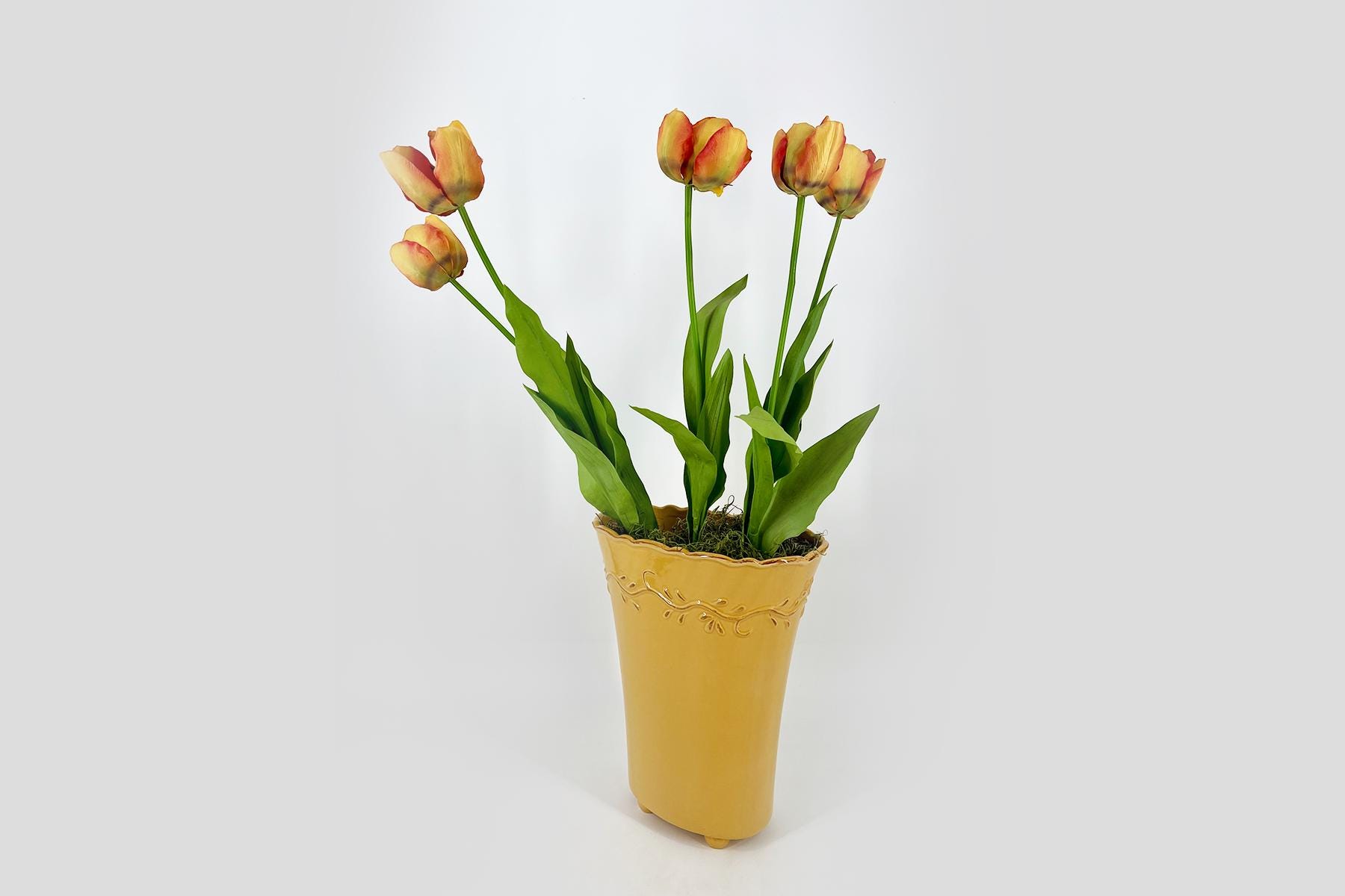 Vintage Yellow Ceramic Footed Tulip - Image 2