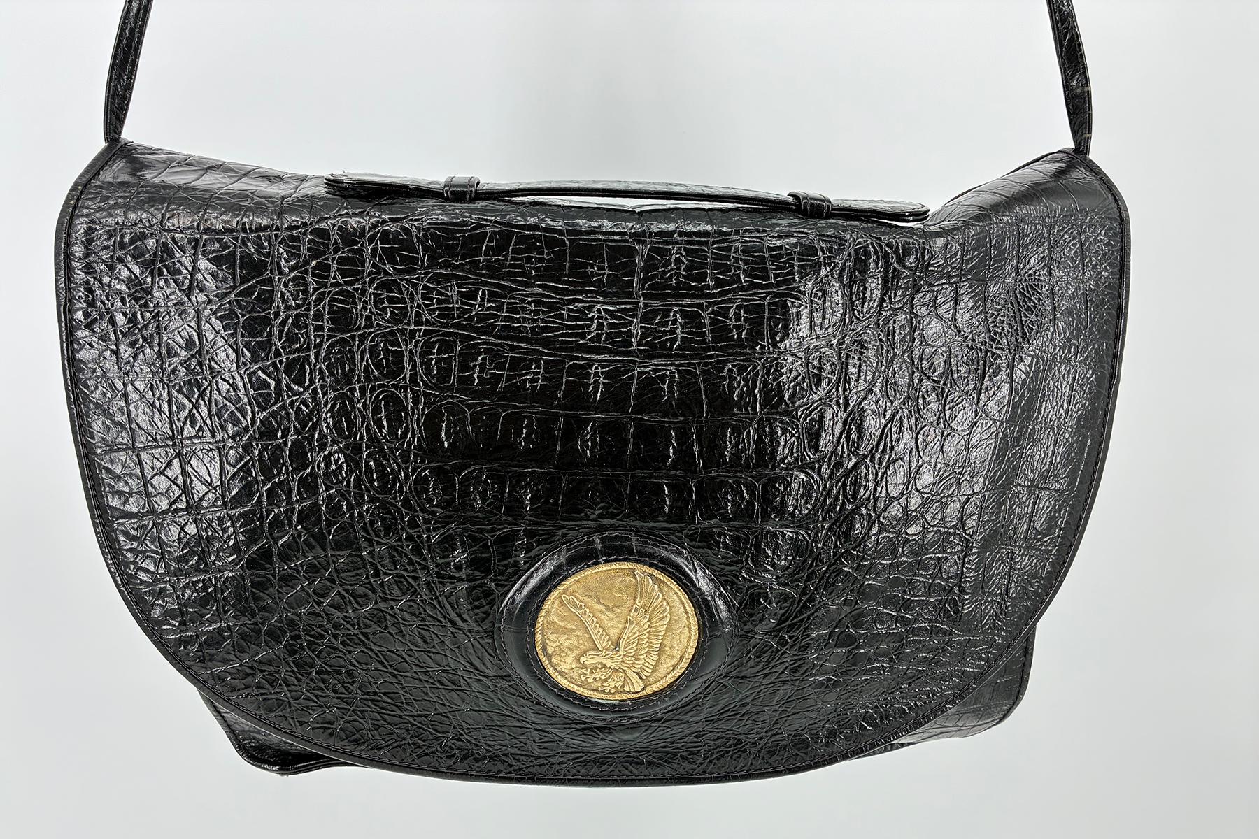 Vontage Black Leather Shoulder Bag - Image 2