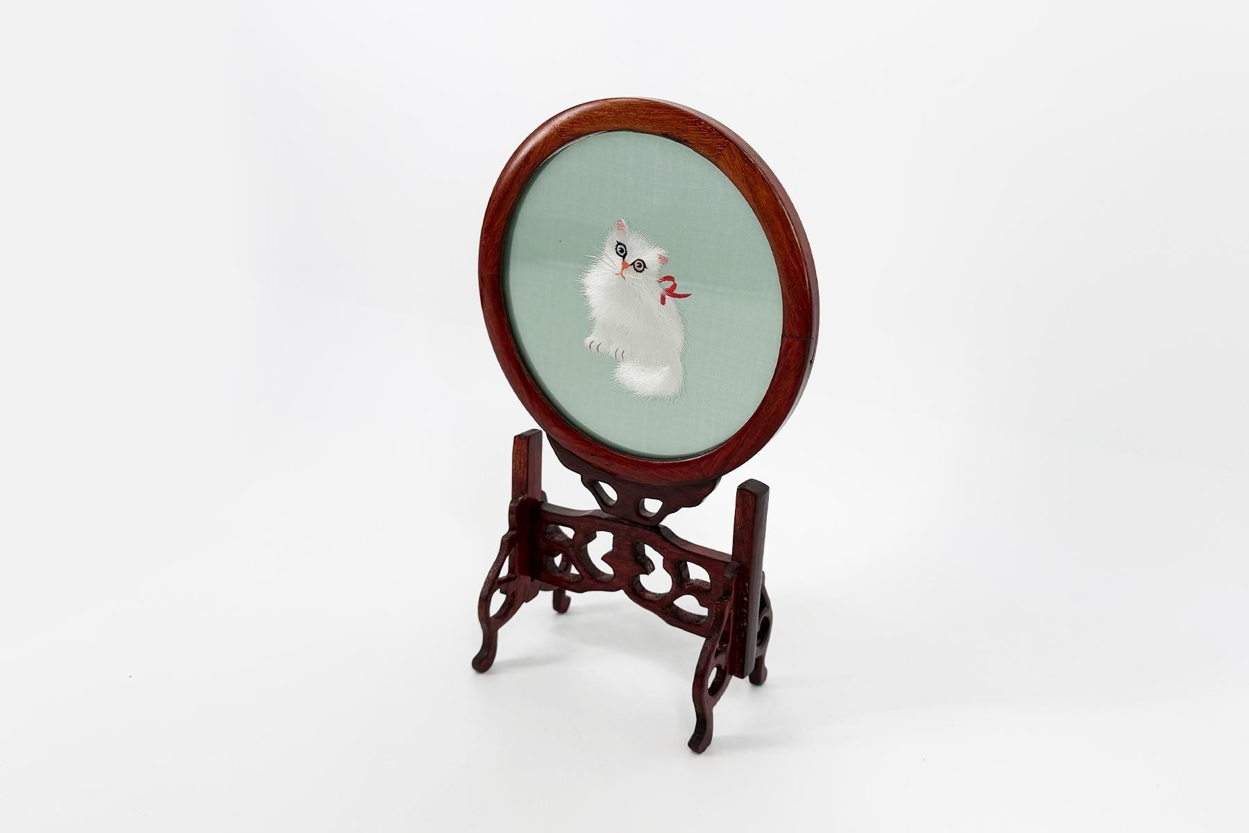 Vintage Double-Sided Chinese Silk Screen - Image 4