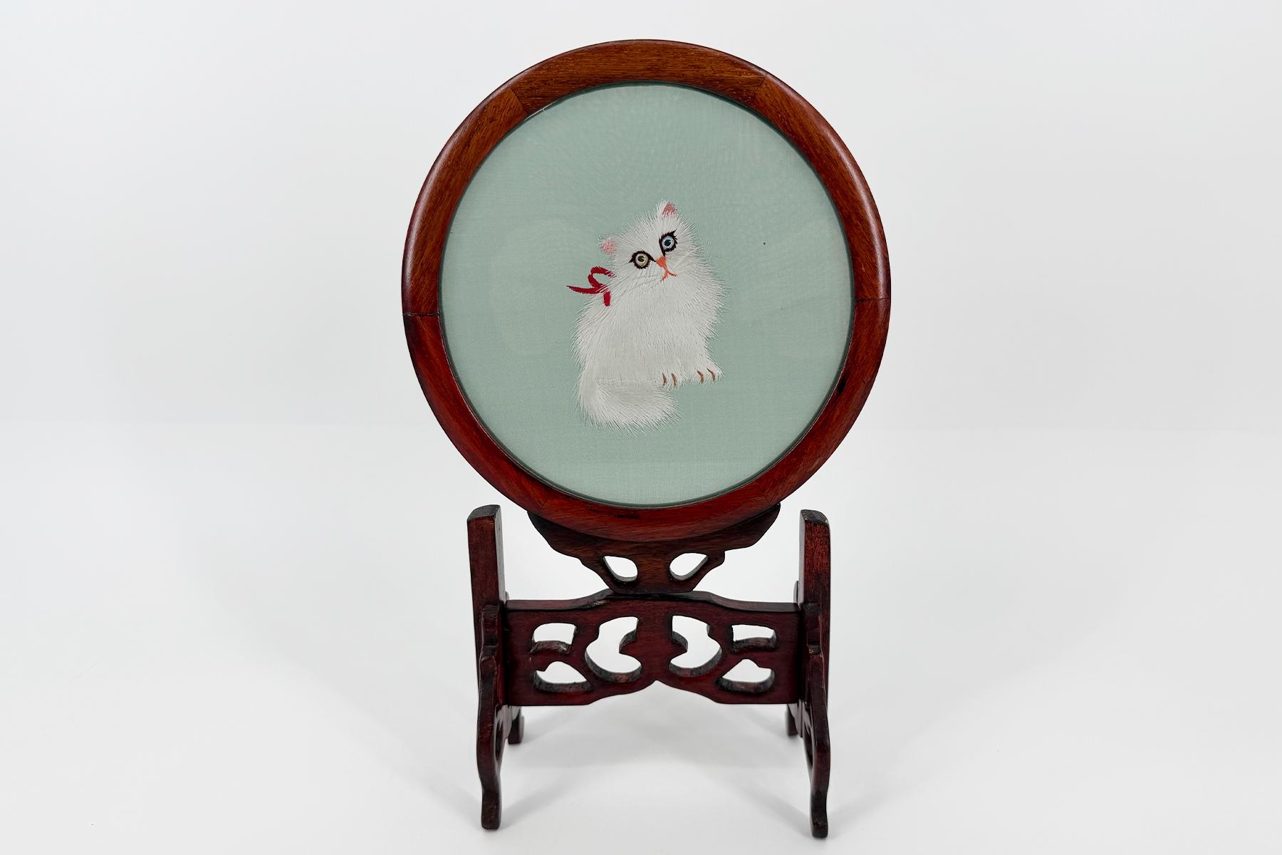 Vintage Double-Sided Chinese Silk Screen - Image 5